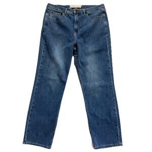 Soft Surroundings Jeans Womens 14 Blue Straight Leg Ankle Cotton Blend Casual